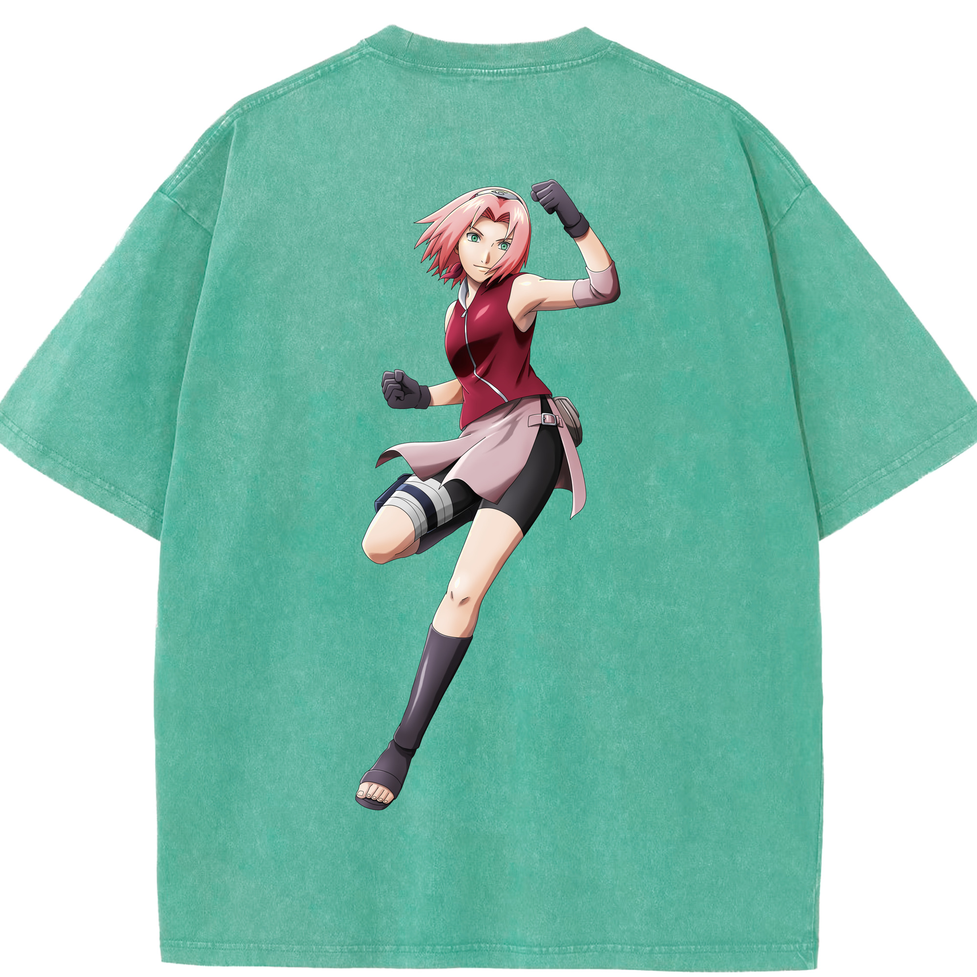 （画像用） NARUTO -ナルト- 春野サクラ Haruno Sakura 綿100% ヴィンテージ風 半袖Tシャツ（背面プリント）